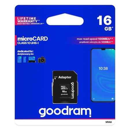 Alte Accesorii - Card de memorie microSD GOODRAM 16GB 100MB/s clasa 10 UHS I cu adaptor SD