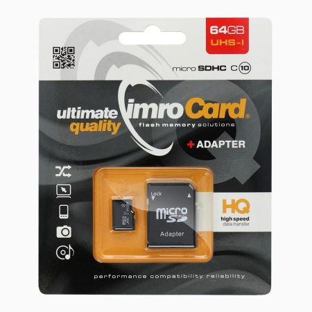 Alte Accesorii - Card de memorie microSD IMRO 64GB 100MB/s clasa 10 UHS I cu adaptor SD