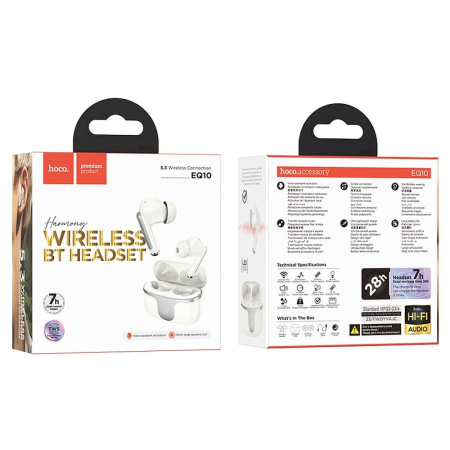 Casti Handsfree - Căști Bluetooth Hoco TWS EQ10 - Alb