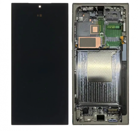 S24 ULTRA / S928 - Ecran Display SAMSUNG S24 Ultra 5G / S928 Service Pack Cu Rama - TITANIUM YELLOW