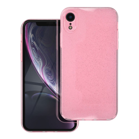 Huse Telefoane - Husa Clear Case Blink Compatibil Cu IPHONE XR 2.0mm - TRANSPARENT ROZ CU SCLIPICI