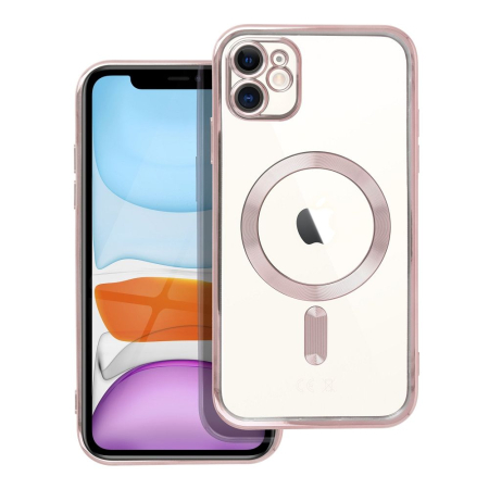 Huse IPHONE - Husa Silicon Electro Mag Cover COMPATIBIL cu IPHONE 11 - TRANSPARENT / ROSE-GOLD