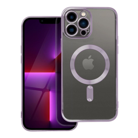 Huse IPHONE - Husa Silicon Electro Mag Cover COMPATIBIL cu IPHONE 13 Pro MAX - TRANSPARENT / PURPLE