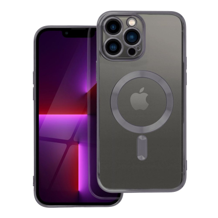 Huse IPHONE - Husa Silicon Electro Mag Cover COMPATIBIL cu IPHONE 13 Pro - TRANSPARENT / BLACK