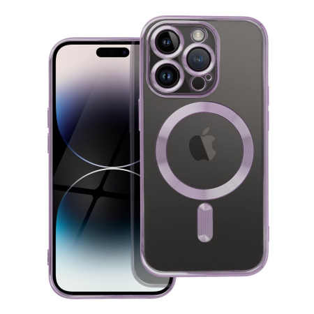 Huse IPHONE - Husa Silicon Electro Mag Cover COMPATIBIL cu IPHONE 14 Pro - TRANSPARENT / PURPLE