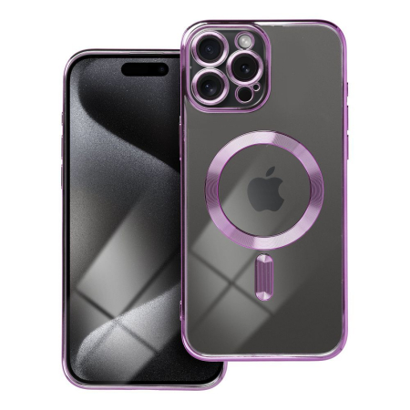 Huse IPHONE - Husa Silicon Electro Mag Cover COMPATIBIL cu IPHONE 15 Pro - TRANSPARENT / PURPLE