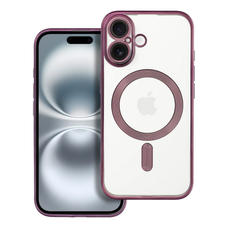 Huse IPHONE - Husa Silicon Electro Mag Cover COMPATIBIL cu IPHONE 16 - TRANSPARENT / PURPLE