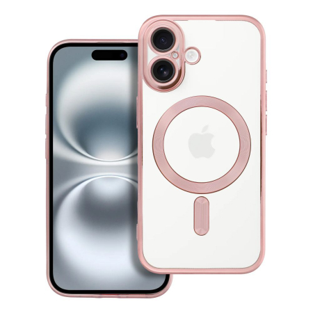 Huse IPHONE - Husa Silicon Electro Mag Cover COMPATIBIL cu IPHONE 16 - TRANSPARENT / ROSE-GOLD