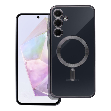 Huse SAMSUNG - Husa Silicon Electro Mag Cover COMPATIBIL cu SAMSUNG A35 5G / A356 - TRANSPARENT / BLACK