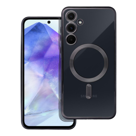 Huse SAMSUNG - Husa Silicon Electro Mag Cover COMPATIBIL cu SAMSUNG A55 5G / A556 - TRANSPARENT / BLACK