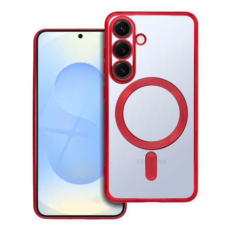 Huse SAMSUNG - Husa Silicon Electro Mag Cover COMPATIBIL cu SAMSUNG S25 / S931 - TRANSPARENT / RED