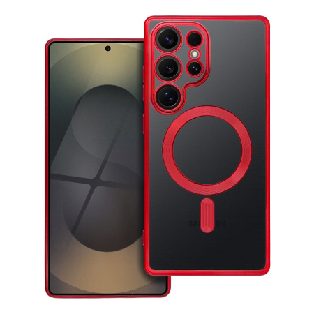 Huse SAMSUNG - Husa Silicon Electro Mag Cover COMPATIBIL cu SAMSUNG S25 ULTRA / S938 - TRANSPARENT / RED