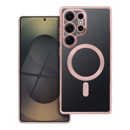 Huse SAMSUNG - Husa Silicon Electro Mag Cover COMPATIBIL cu SAMSUNG S25 ULTRA / S938 - TRANSPARENT / ROSE-GOLD