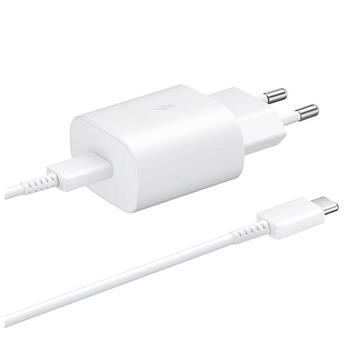 Incarcatoare - Incarcator Retea EP-TA800EWE + Cablu USB-C - USB-C SAMSUNG 25W Service Pack ALB - BULK