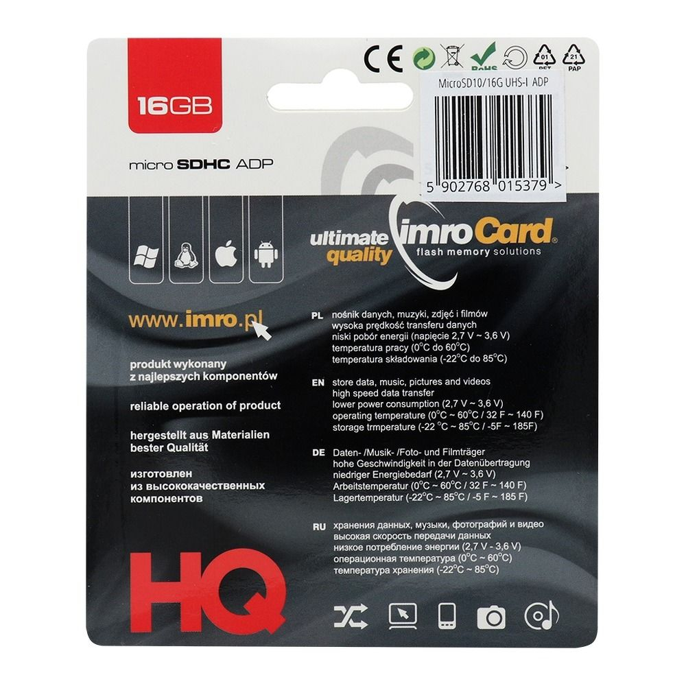 Card de memorie microSD IMRO 16GB 100MB/s clasa 10 UHS I cu adaptor SD [1]