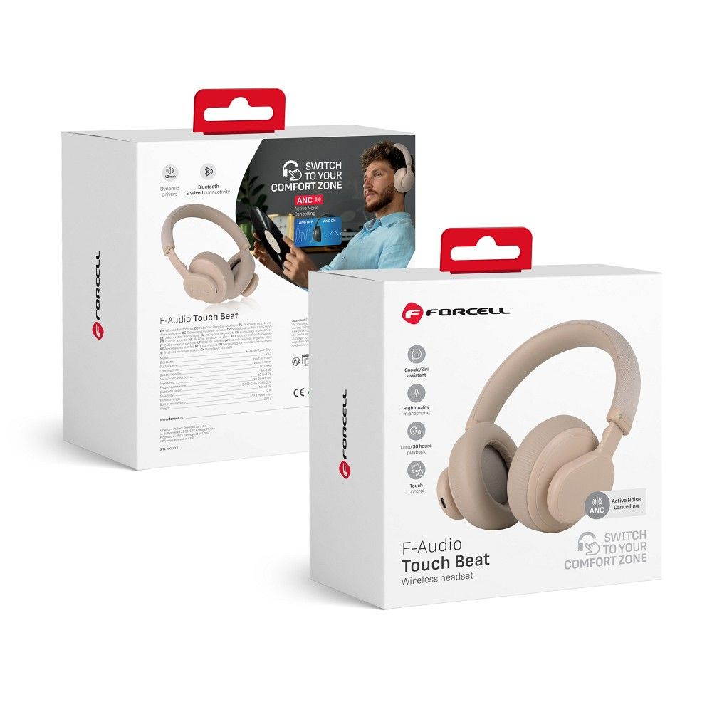 Casti Wireless Bluetooth Forcell F-Audio Touch Beat - Bej [2]