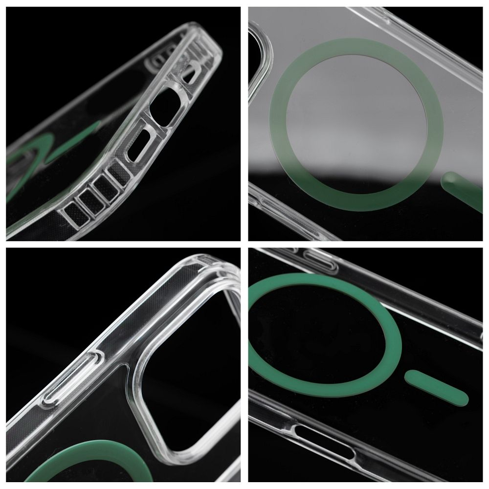 Husa Silicon Drop Glue Colorful Compatibil MagSafe pentru SAMSUNG S26 ULTRA / S948 - Transparent cu Inel verde inchis [1]