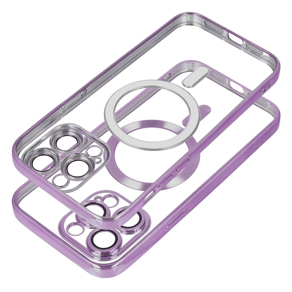 Husa Silicon Electro Mag Cover COMPATIBIL cu IPHONE 14 - TRANSPARENT / PURPLE [1]