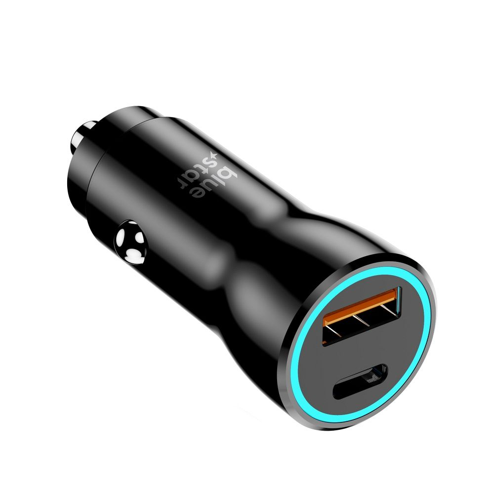 Incarcator auto Blue Star USB C + USB A QC3.0 PD AFC PPS 3A 25W - Negru [1]