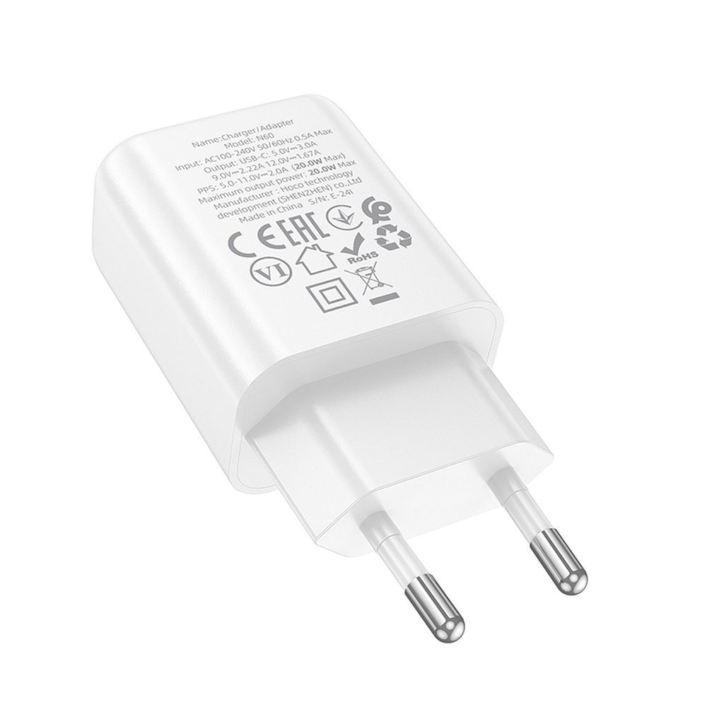 Încărcător de Priza Hoco USB C QC PD 20W N60 - ALB [2]