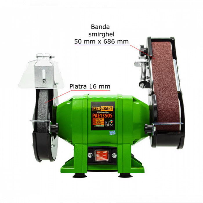 Polizor de banc, putere 250 W, 2800 rotatii/min, diametru disc 150 mm [1]