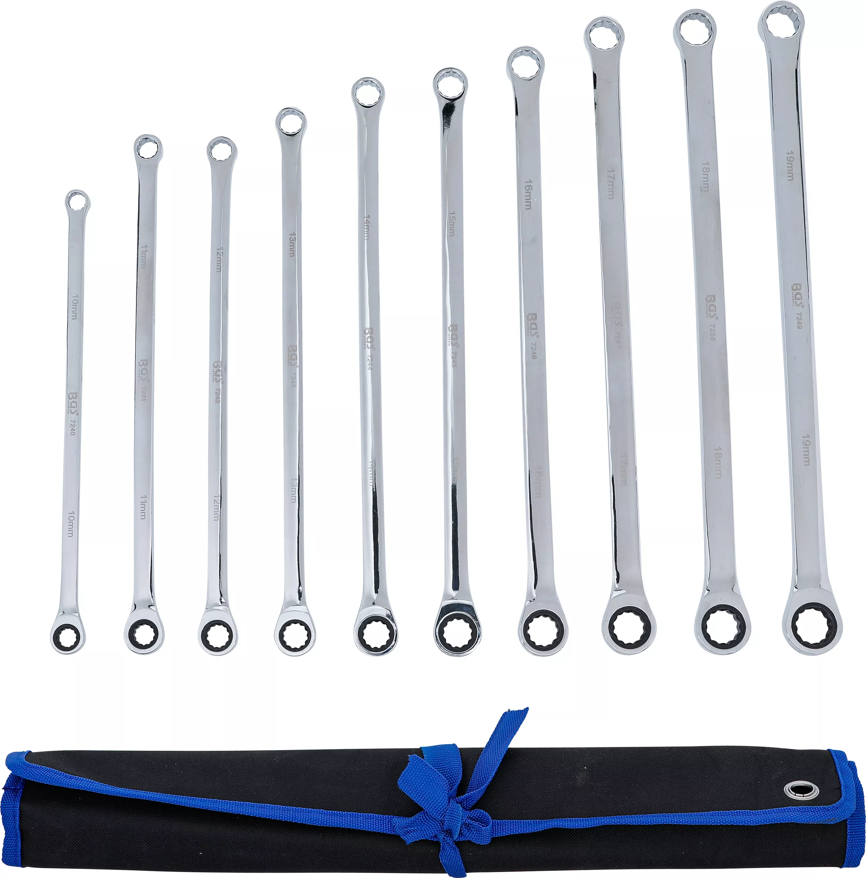 Set chei inelare cu clichet extra lungi 10 - 19 mm, 10 piese, BGS 7239 [5]