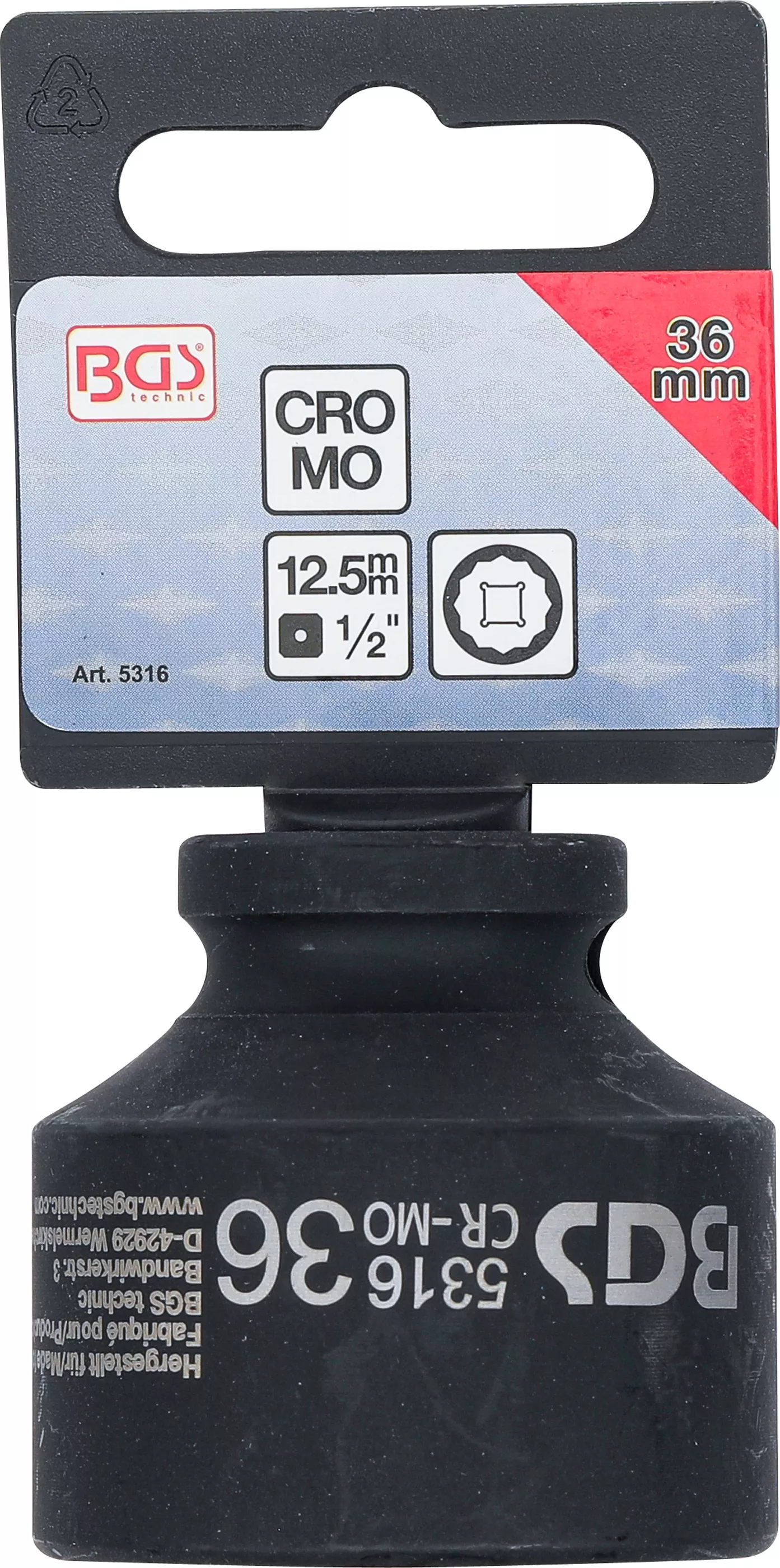Tubulara de impact in 12 colturi 36 mm, antrenare 1/2", BGS 5316 [4]