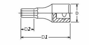 531470 Bit torx T70 de impact in tubulara cu prindere de 1/2", lungime 75 mm [2]