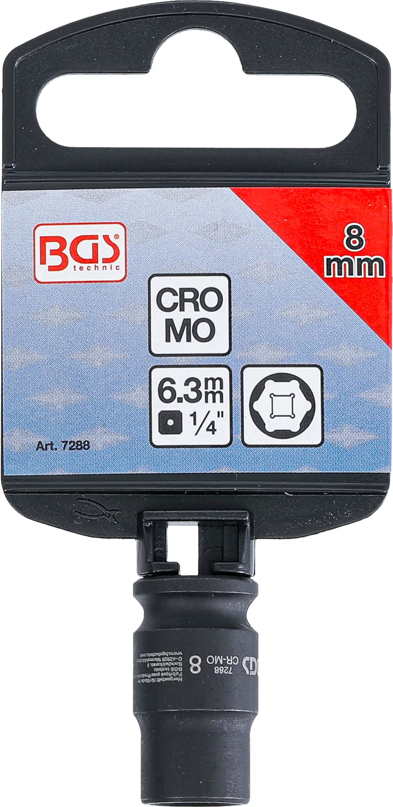 Cheie tubulara de impact, 6 colturi, 6,3 mm (1/4"), 8 mm, BGS 7288 [4]