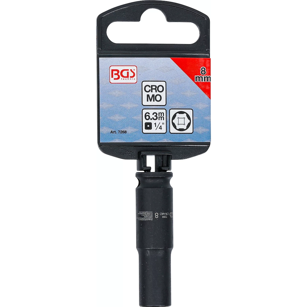 Cheie tubulara de impact, 6 colturi, lunga, 6,3 mm (1/4"), 8 mm, BGS 7268 [4]