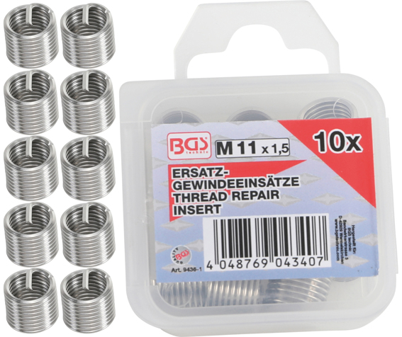 Insertii pentru reparatii filete M11 x 1,5, 10 piese, BGS 9436-1 [1]