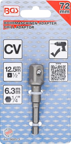 Adaptor pentru tubulare 12,5 mm (1/2") pentru autofiletante, masini de gaurit, antrenare hexagon exterior 6,3 mm (1/4"), BGS 9685-3 [4]