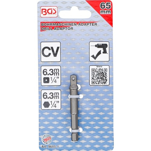 Adaptor pentru tubulare 6,3 mm (1/4") pentru autofiletante, masini de gaurit, antrenare hexagon exterior 6,3 mm (1/4"), BGS 9685-1 [4]