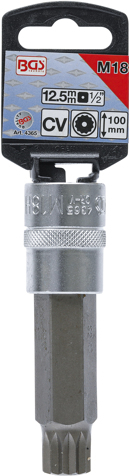 Bit Spline (XZN) M18 cu gaura, in tubulara cu prindere de 1/2", lungime 100 mm, BGS 4365 [2]