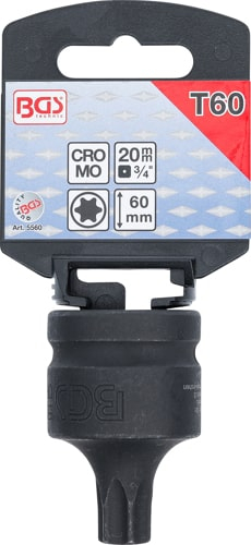 Bit torx T60 de impact in tubulara cu prindere de 3/4", lungime 60 mm, BGS 5560 [2]