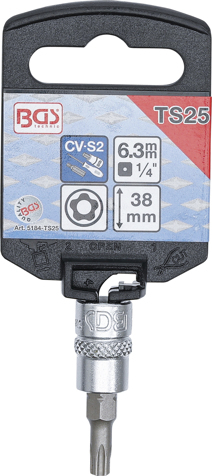Bit torx plus TS25 cu gaura in tubulara cu prindere de 1/4", lungime 38 mm, BGS 5184-TS25 [2]