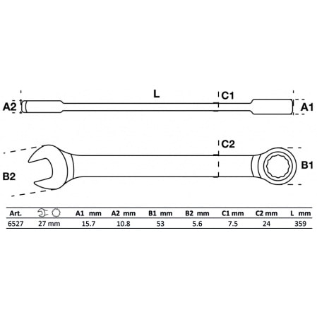 Cheie combinata cu clichet 27 mm BGS 6527 [2]