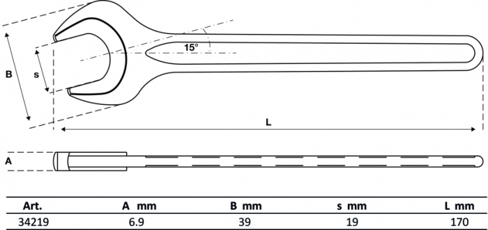 Cheie fixa simpla 19 mm, DIN 894 BGS 34219 [2]