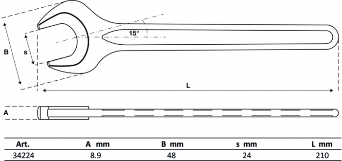 Cheie fixa simpla 24 mm, DIN 894 BGS 34224 [2]