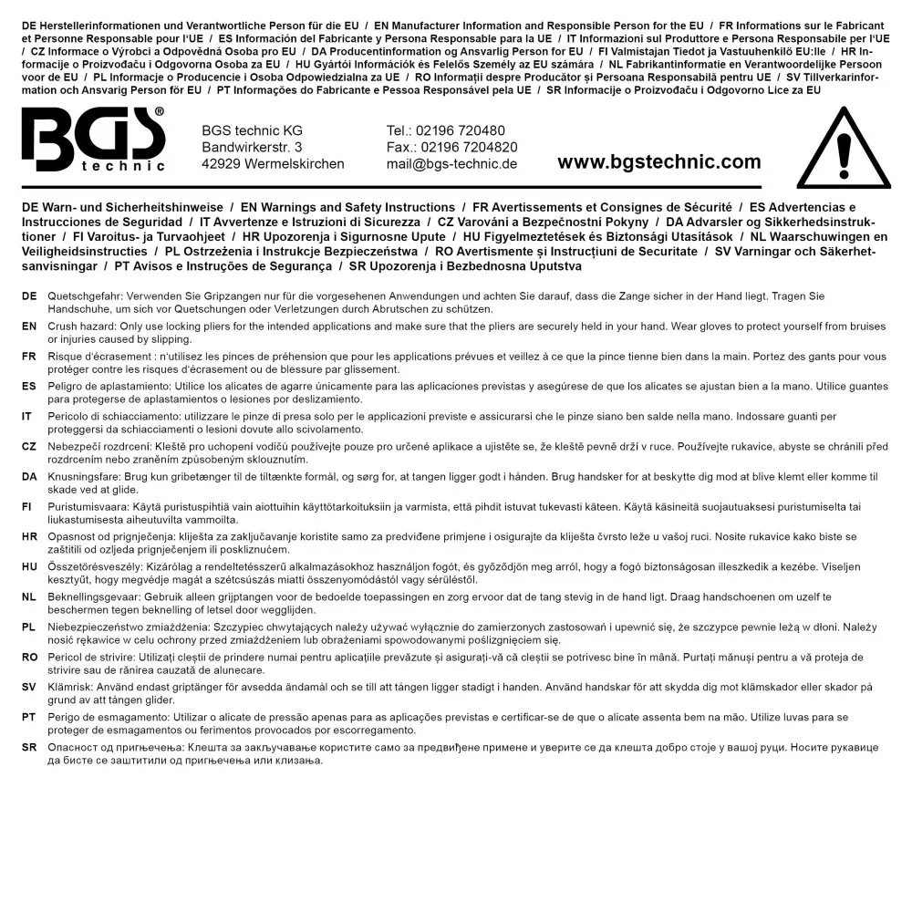Cleste autoblocant, extra scurt, 100 mm, BGS 505 [6]