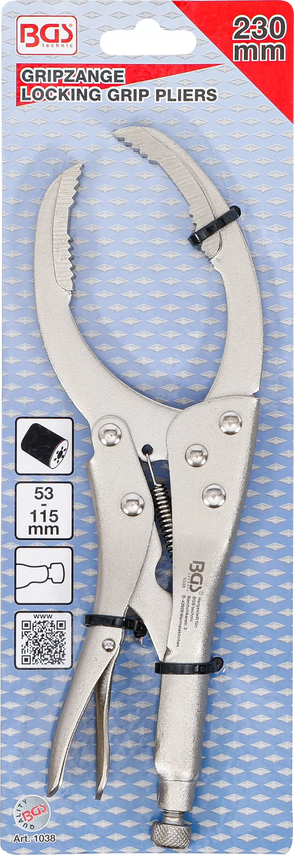 Cleste autoblocant pentru filtre ulei, deschidere 53-115 mm, 230 mm BGS 1038 [4]