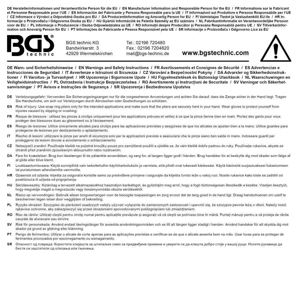 Cleste pentru sigurante de interior cu varf indoit la 90', 165 mm BGS 449 [5]