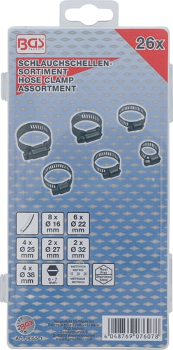Coliere de furtun, inox, Ø 16 - 38 mm, 26 piese BGS 8055-1 [3]