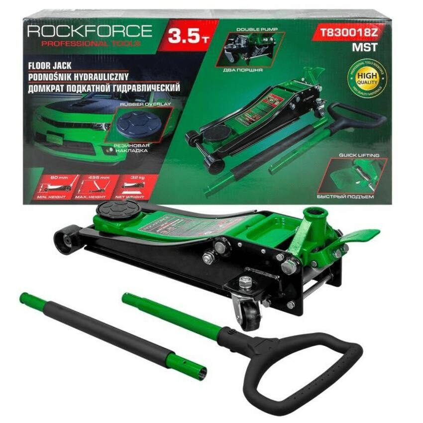 Cric crocodil hidraulic profesional 3.5 tone cu talie joasa Rock Force RF-T830018ZMST [1]