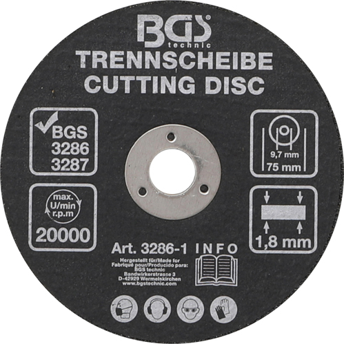 Disc de taiere pentru polizor pneumatic, diametru exterior 75 mm BGS 3286-1 [1]