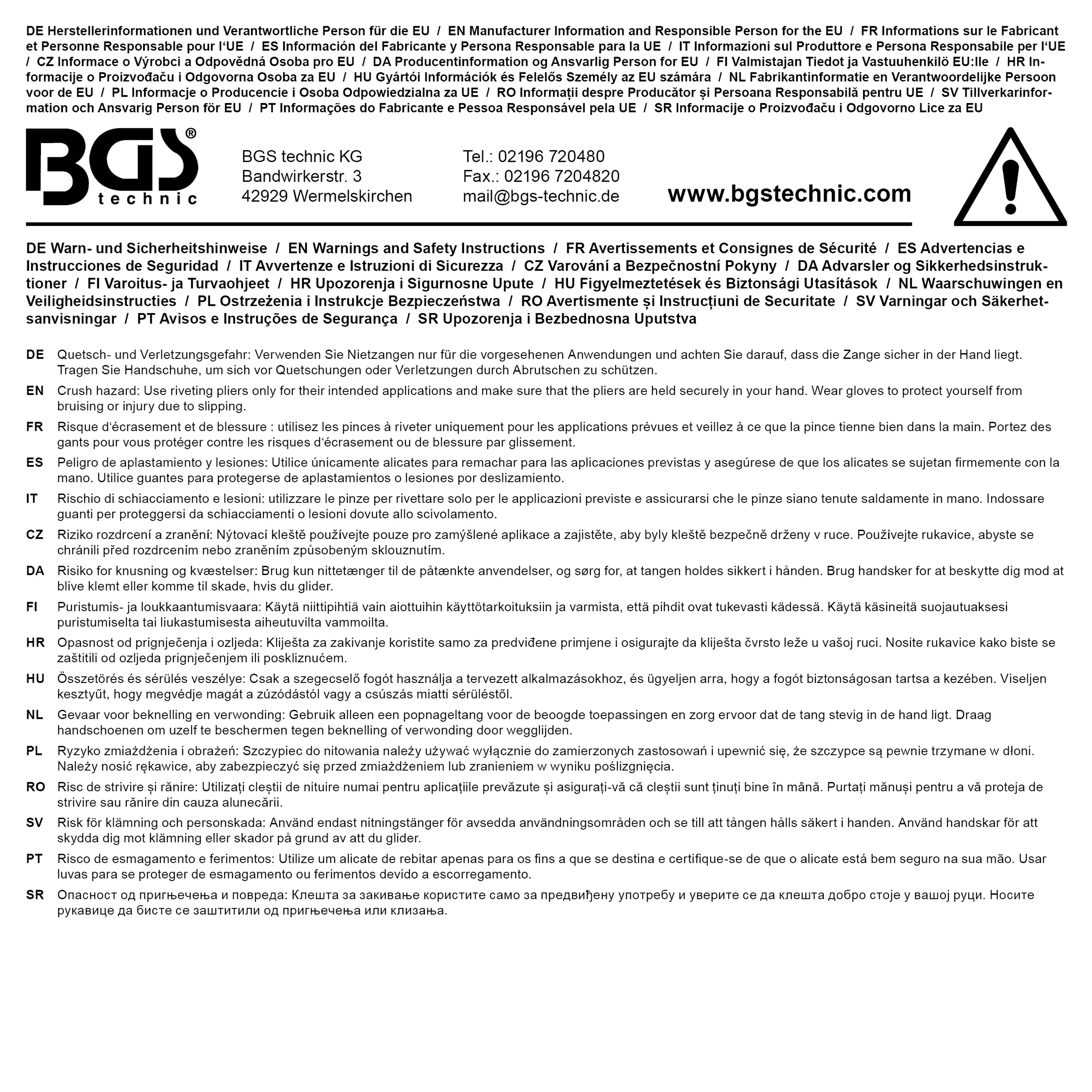 Dispozitiv pentru montat pop-nituri 2.4 - 3.2 - 4.0 - 4.8 mm BGS 406 [5]