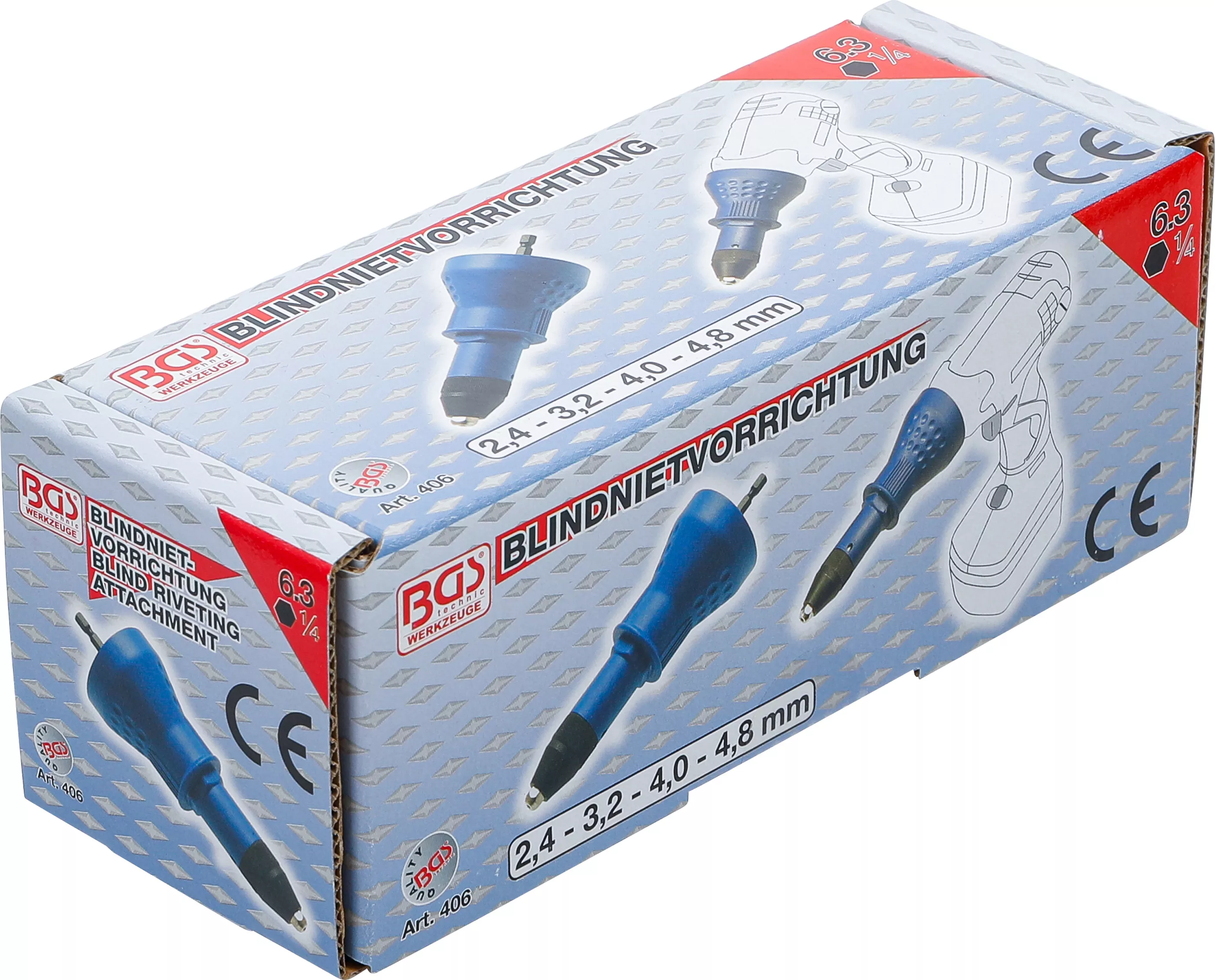 Dispozitiv pentru montat pop-nituri 2.4 - 3.2 - 4.0 - 4.8 mm BGS 406 [4]