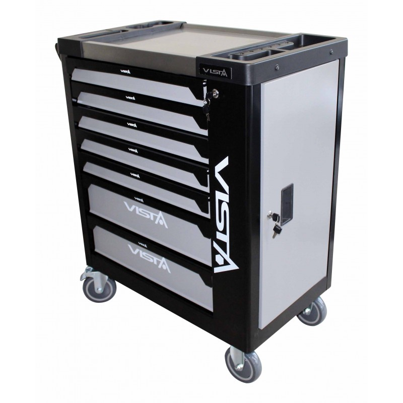 V-T250E Dulap profesional echipat cu scule 7 sertare 256 piese cu blat din otel + sertar lateral [4]