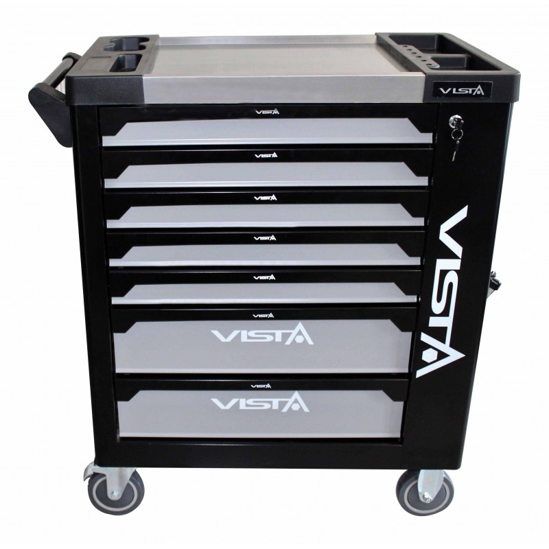V-T250E Dulap profesional echipat cu scule 7 sertare 256 piese cu blat din otel + sertar lateral [3]