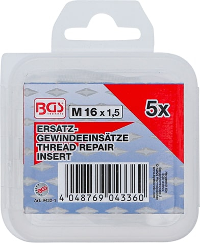 Insertii Helicoil pentru reparatii filete M16x1.5, 5 piese, BGS 9432-1 [3]